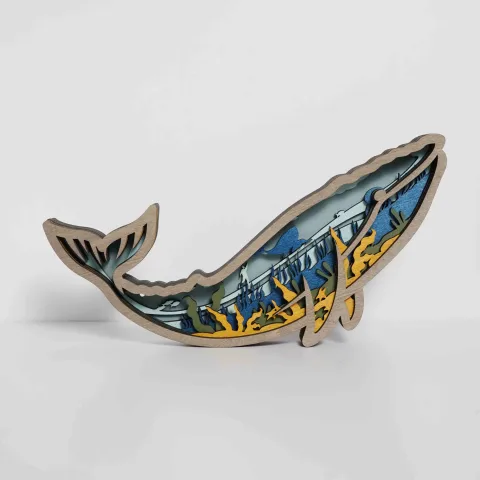 Blue Whale Wooden Carving Gift